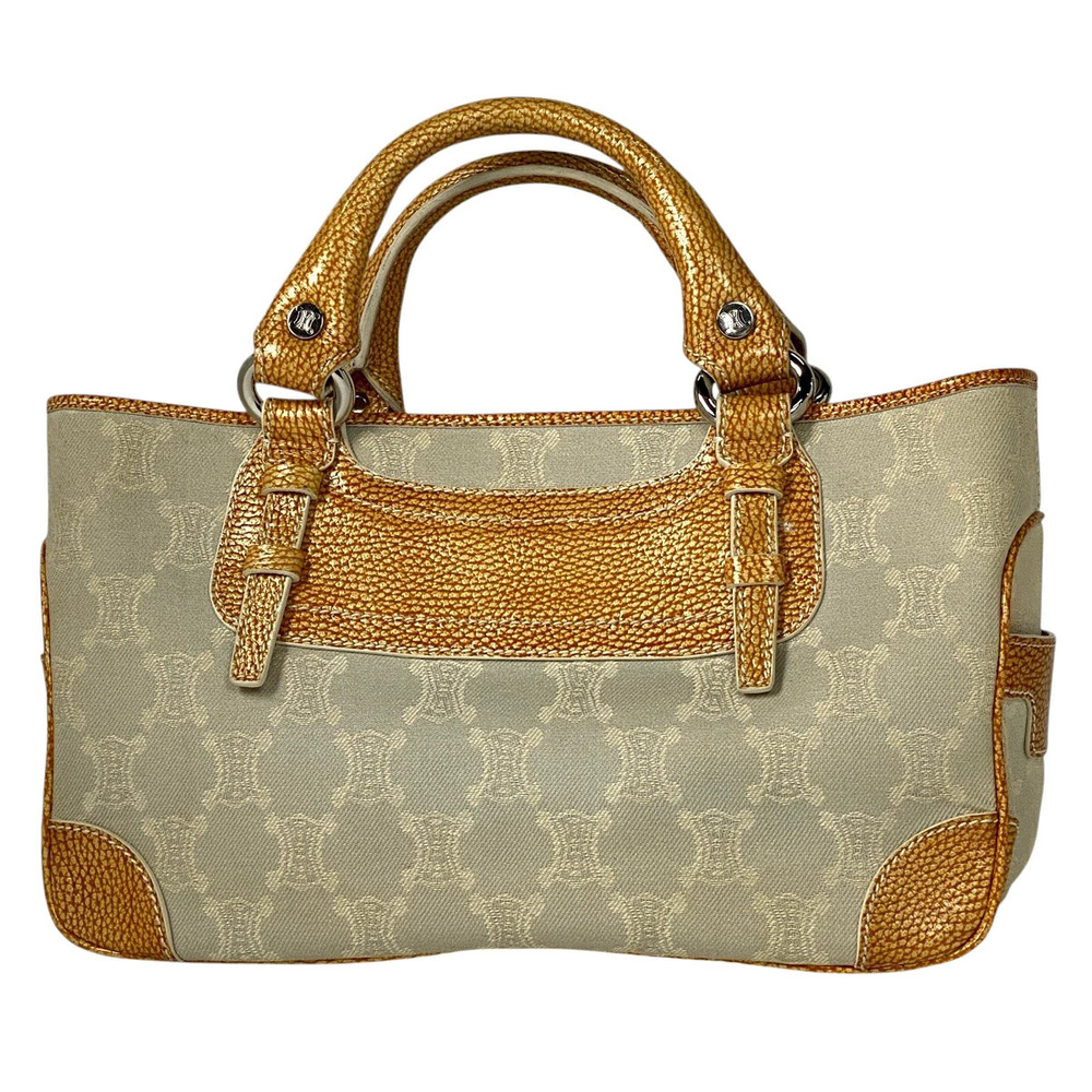 Celine Boogie Bag Macadam canvas handbag brown Ivory White - Picture 1 of 7